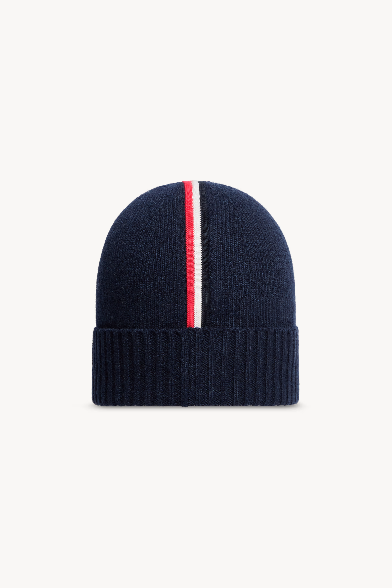 Tricolor-Trimmed Wool Beanie Boy Dark Blue Moncler 3